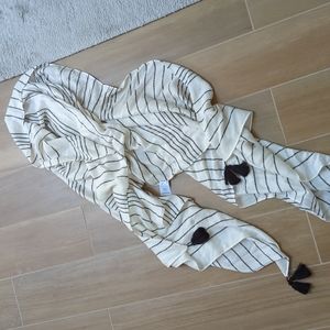 JCrew shall/cover with arm holes.  Black and white strip. Lt weight with tassels